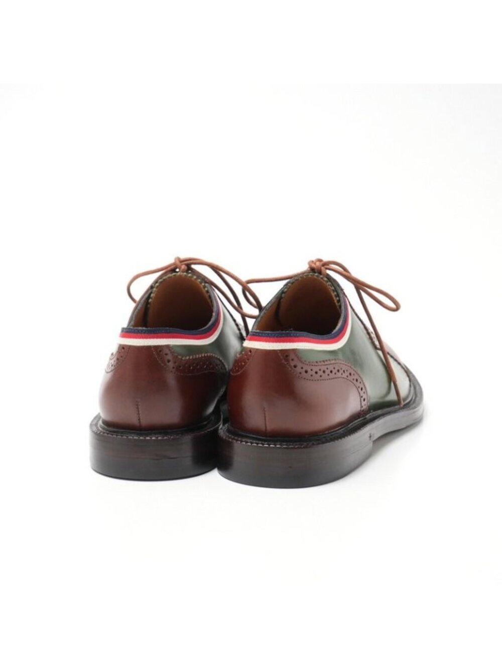Gucci 5 Leather Shoes Dress Lace Up Green Brown - Picture 3 of 7